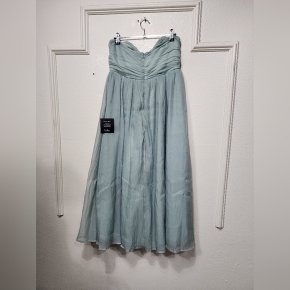 Lulus Fairytale Design Sage Green Organza Strapless A-Line Midi Dress L Wedding - Picture 8 of 9